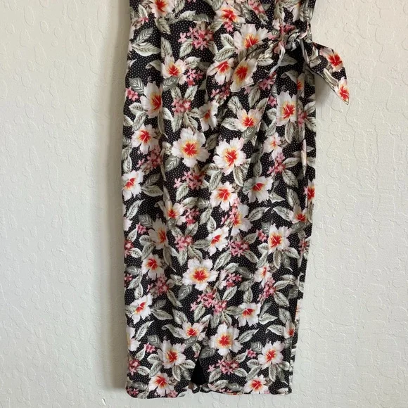 Rebecca Taylor Linen Cotton Kamea Floral Wrap Sleeveless Ruffle Midi Dress 6 - Picture 5 of 8